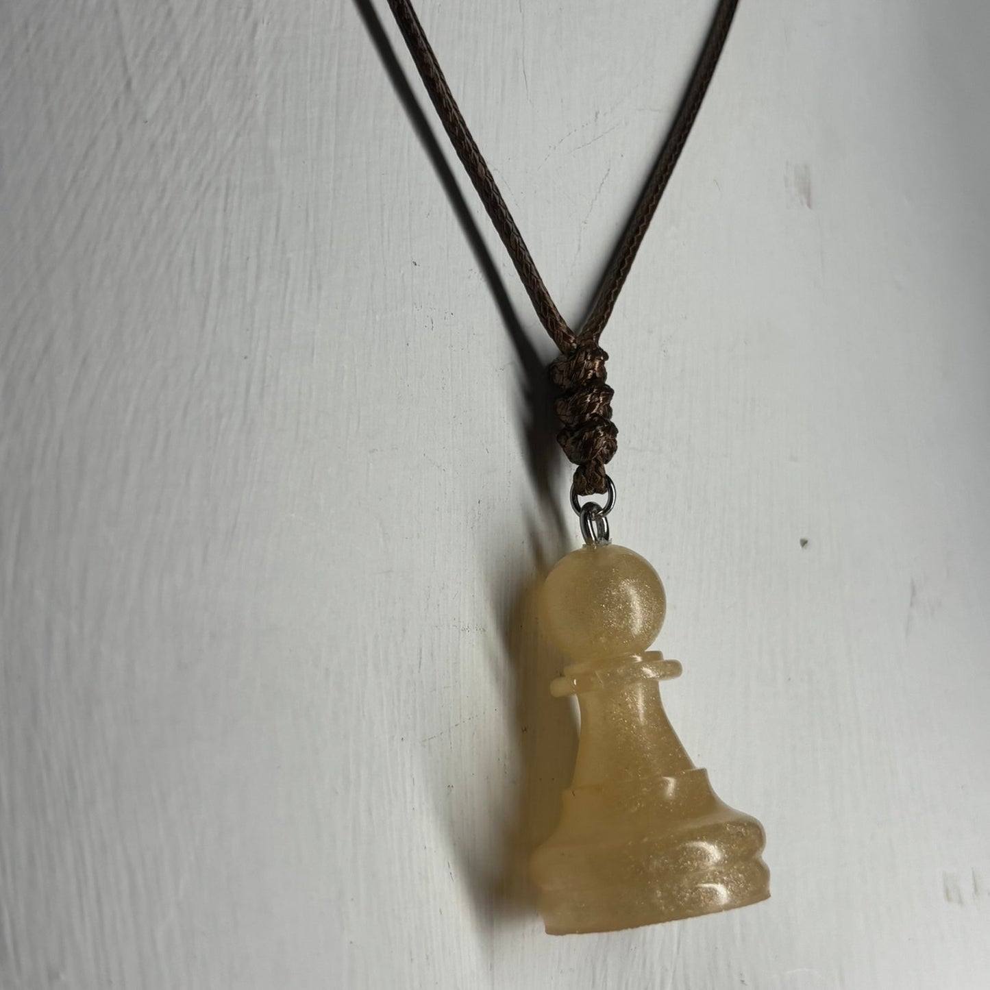 Vintage Yellow Pawn- Handmade Resin Chess Necklace