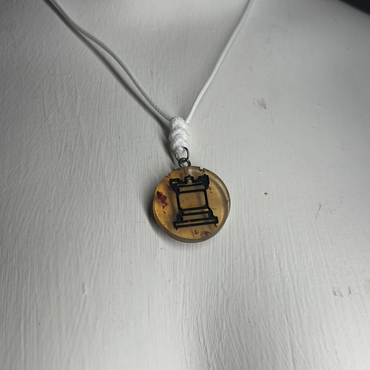 Yellow Amber Rook - Handmade Resin Chess Necklace
