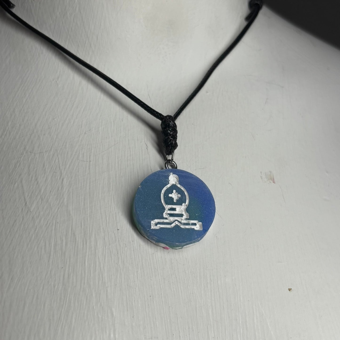 Blue Bishop - Handmade Resin Chess Necklace