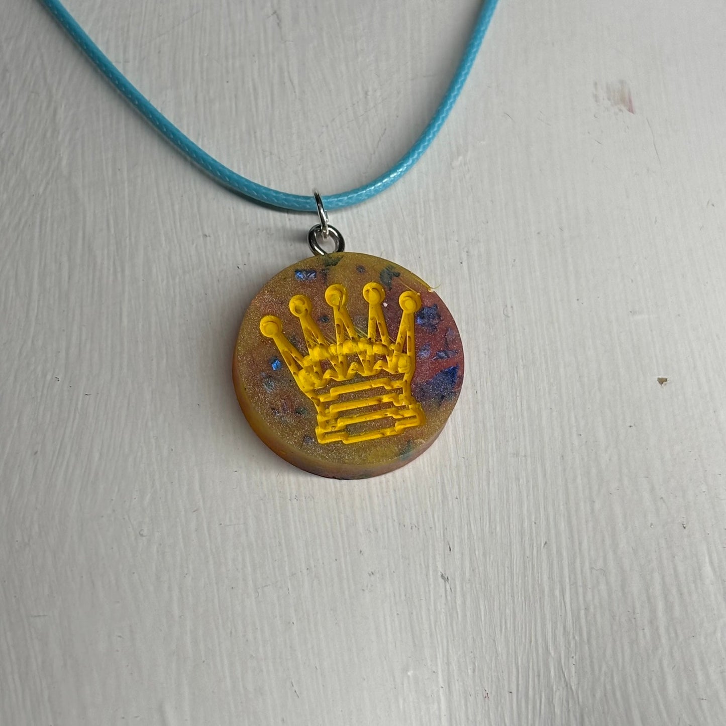 Premium Yellow Queen - Handmade Resin Chess Necklace
