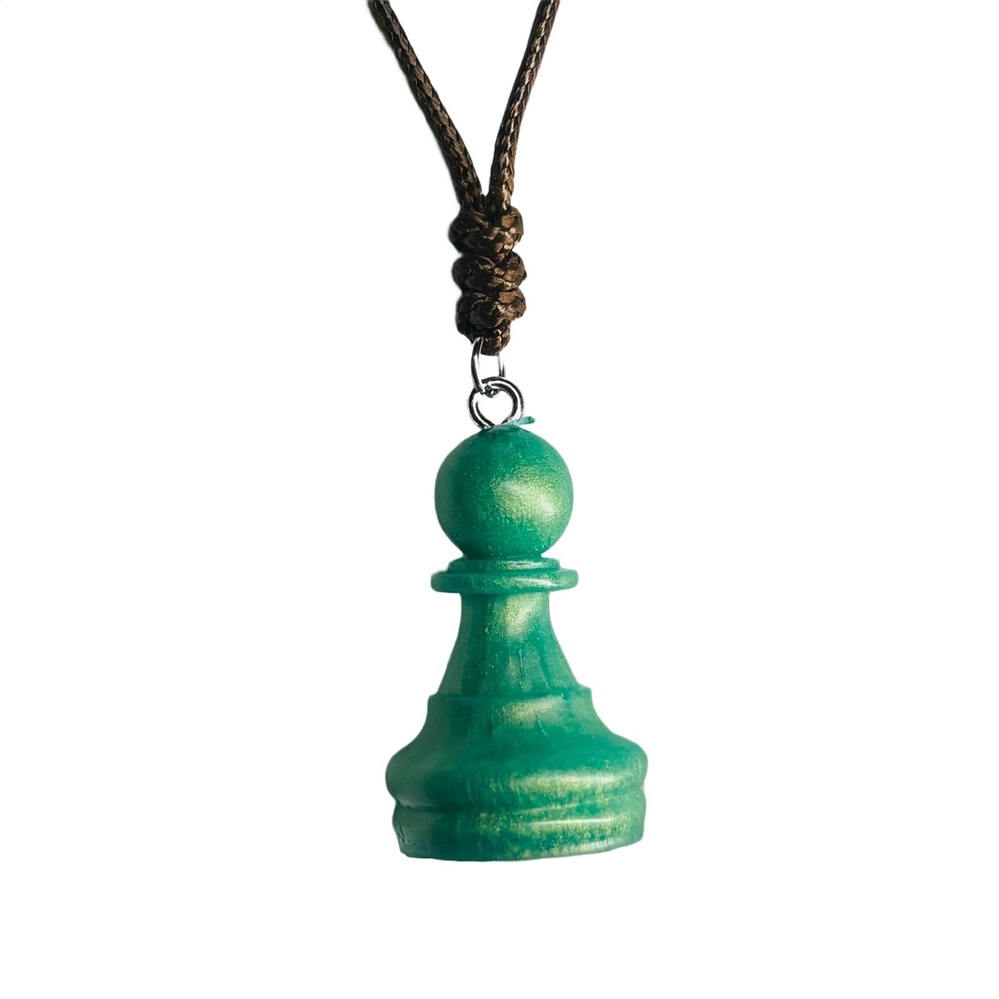 Green Vintage Pawn - Handmade Resin Chess Necklace