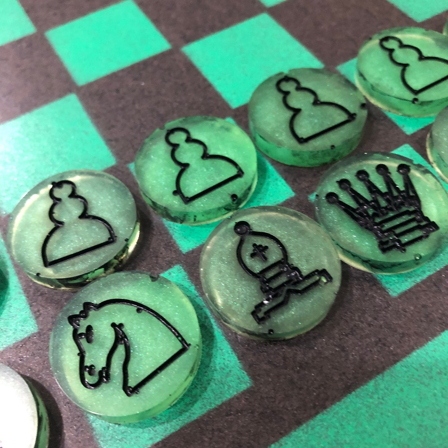 Black & Green - Painted Chess Set