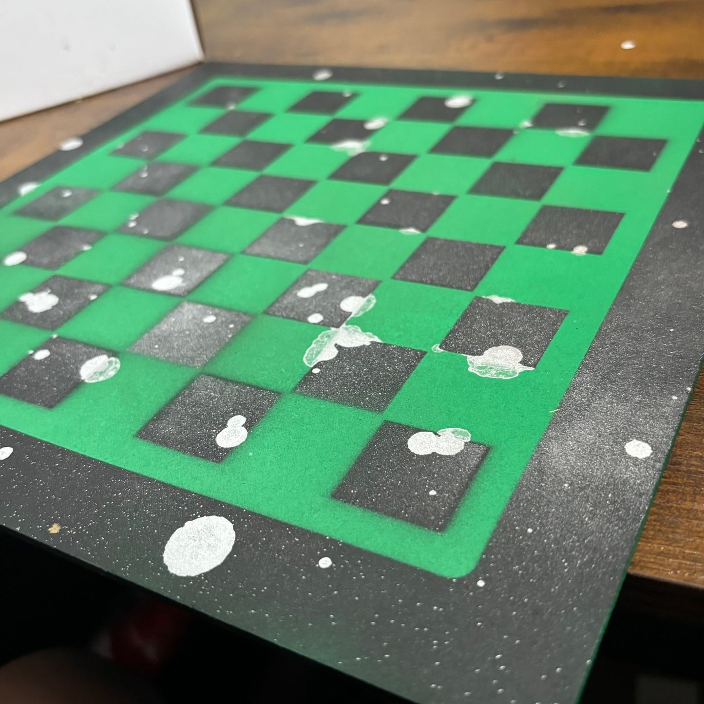 Chrome Green & Black - Painted Chess Board