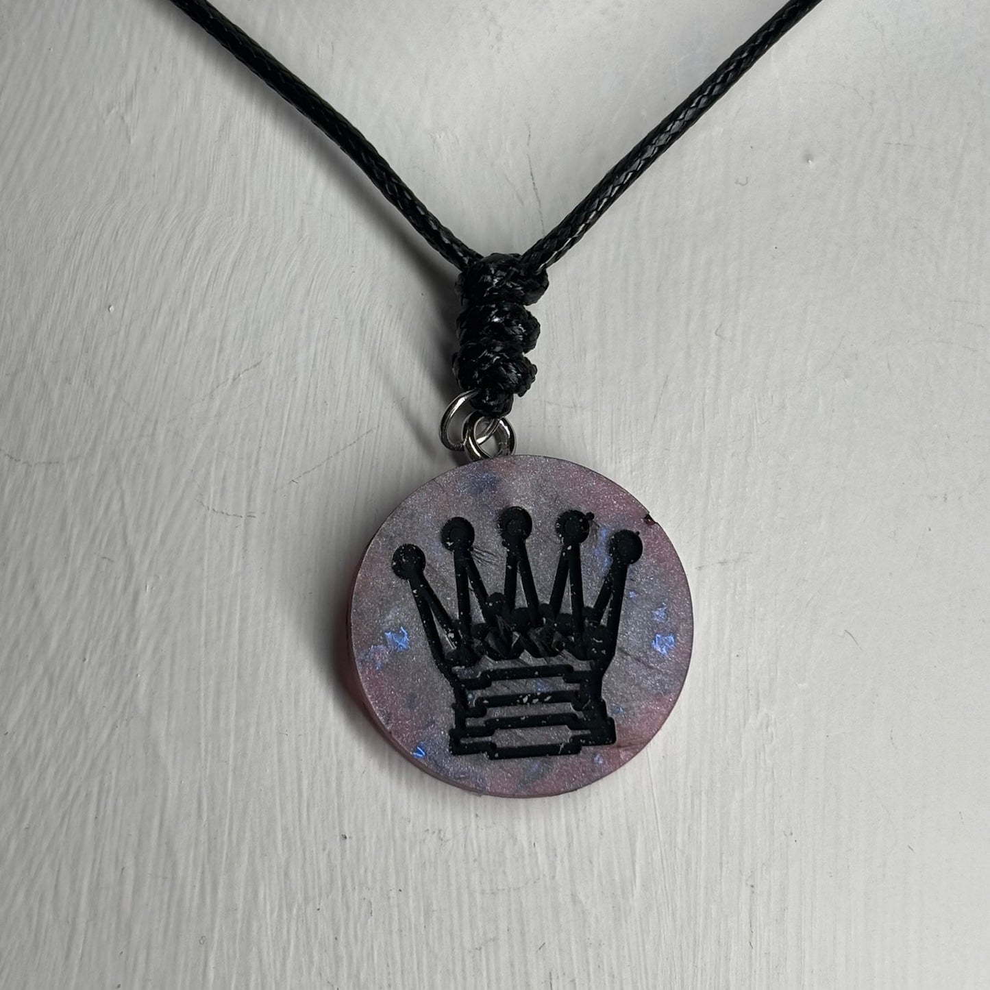Dark Purple Queen - Handmade Resin Chess Necklace