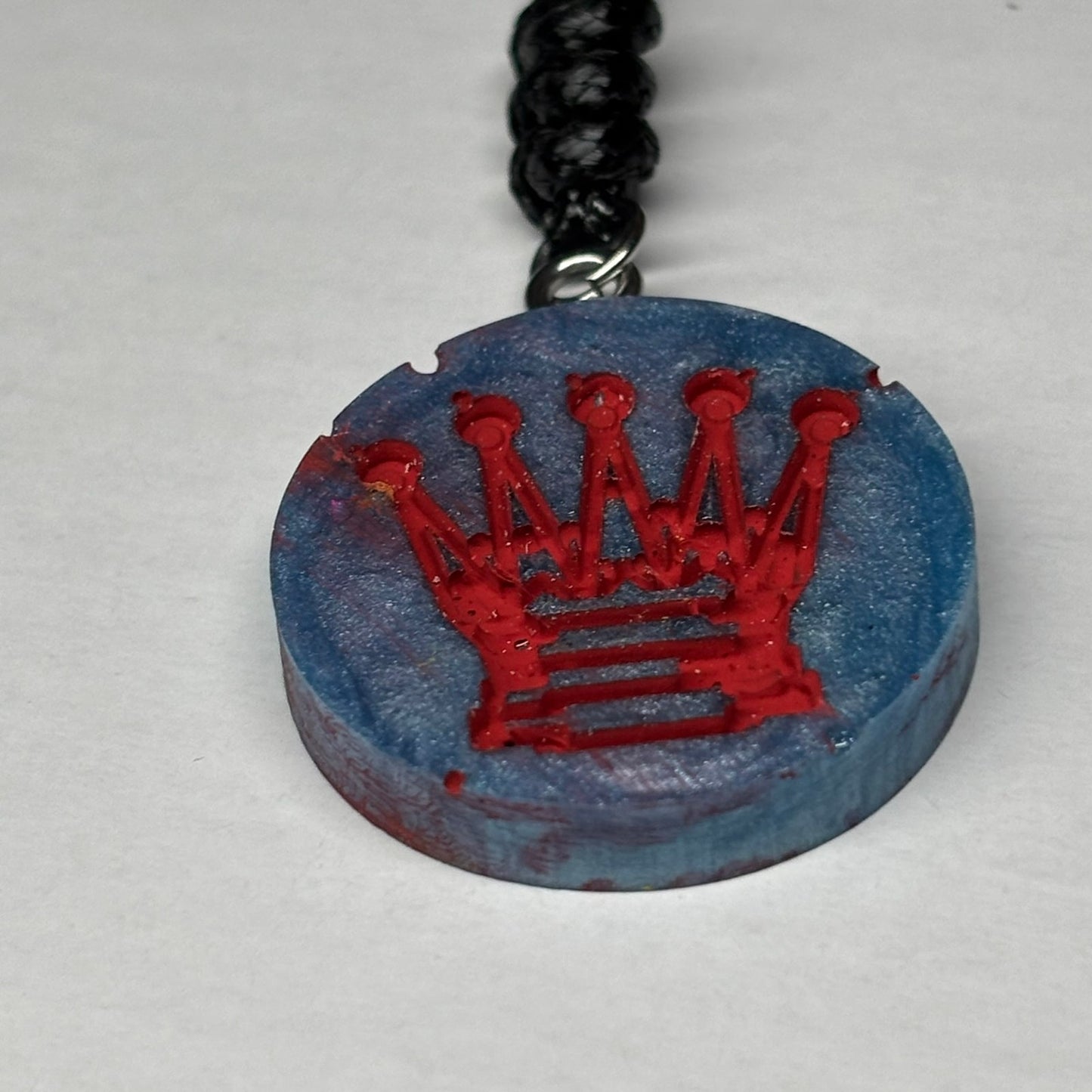 Red Print Queen - Handmade Resin Chess Necklace