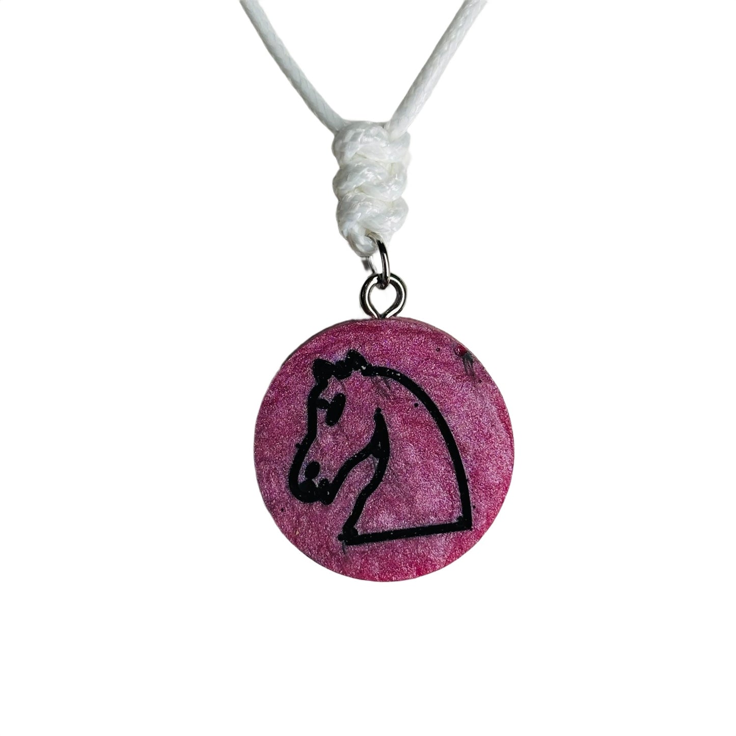 Simple Pink Knight - Handmade Resin Chess Necklace