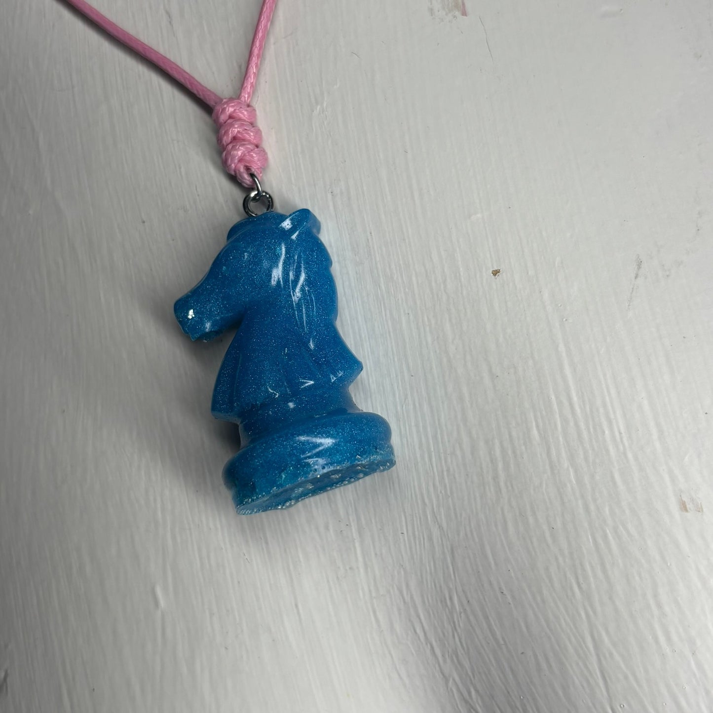Blue Knight - Handmade Resin Chess Necklace
