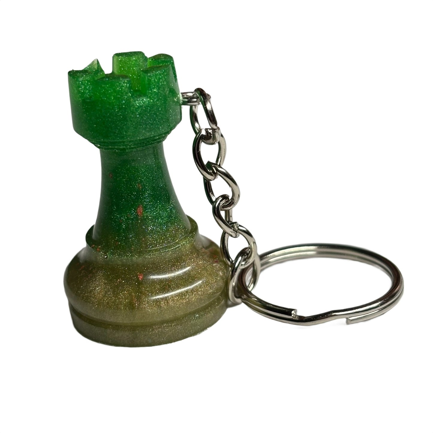 Cosmic Green Rook - Handmade Resin Keychain
