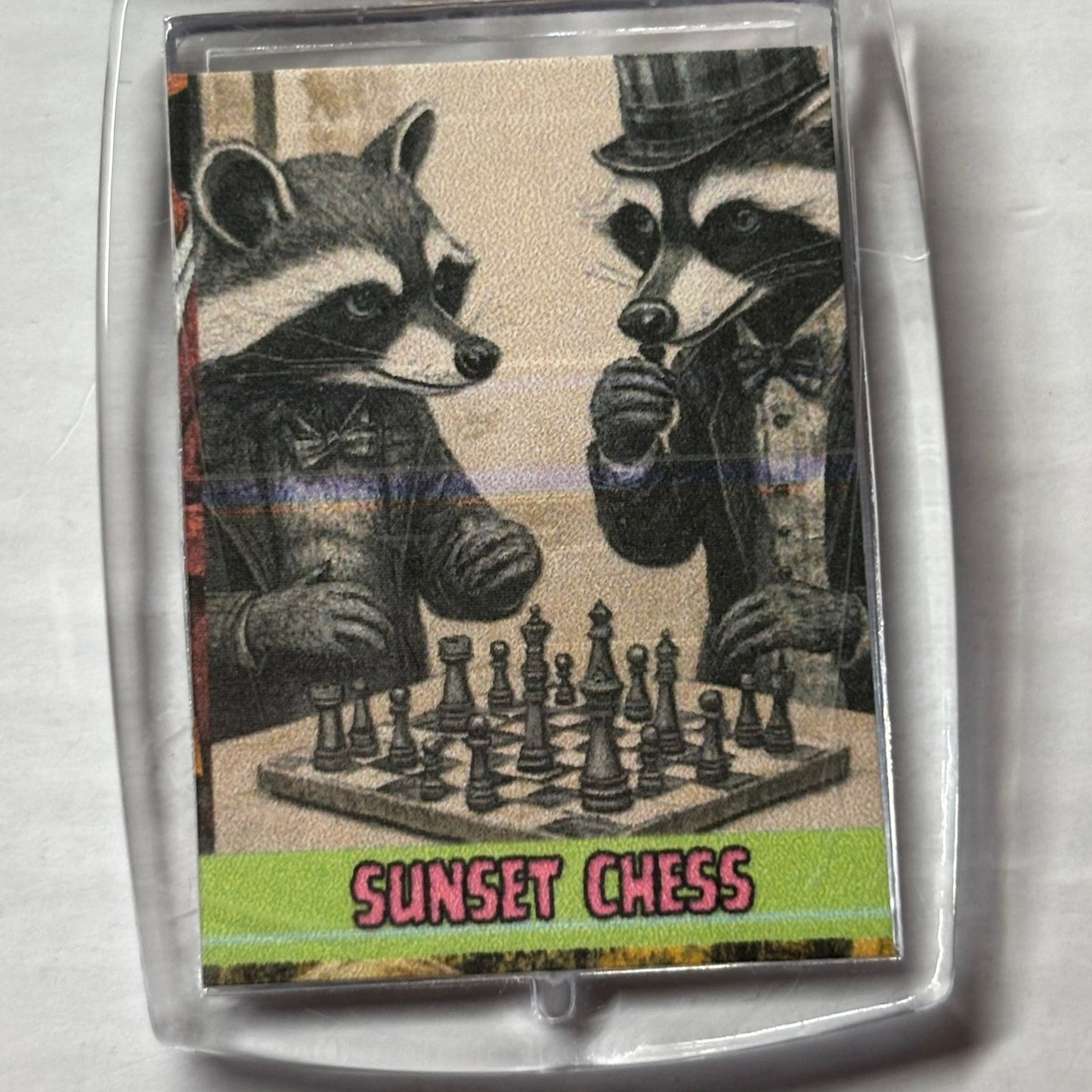 Raccoons - Chess  Photo Keychain