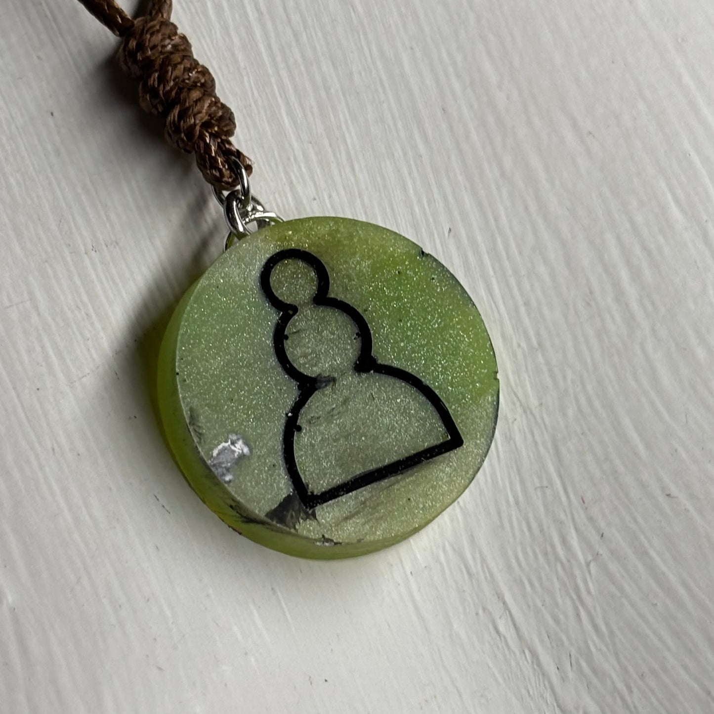 Simple Green Pawn - Handmade Resin Chess Necklace