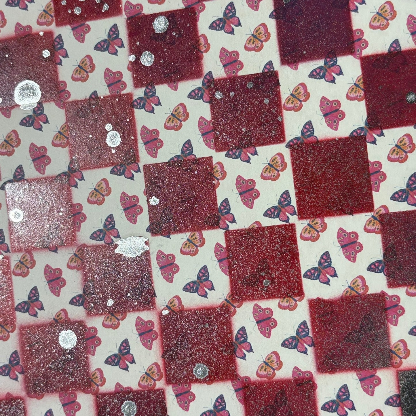 Red Butterflies - Scrapbook Chess Board