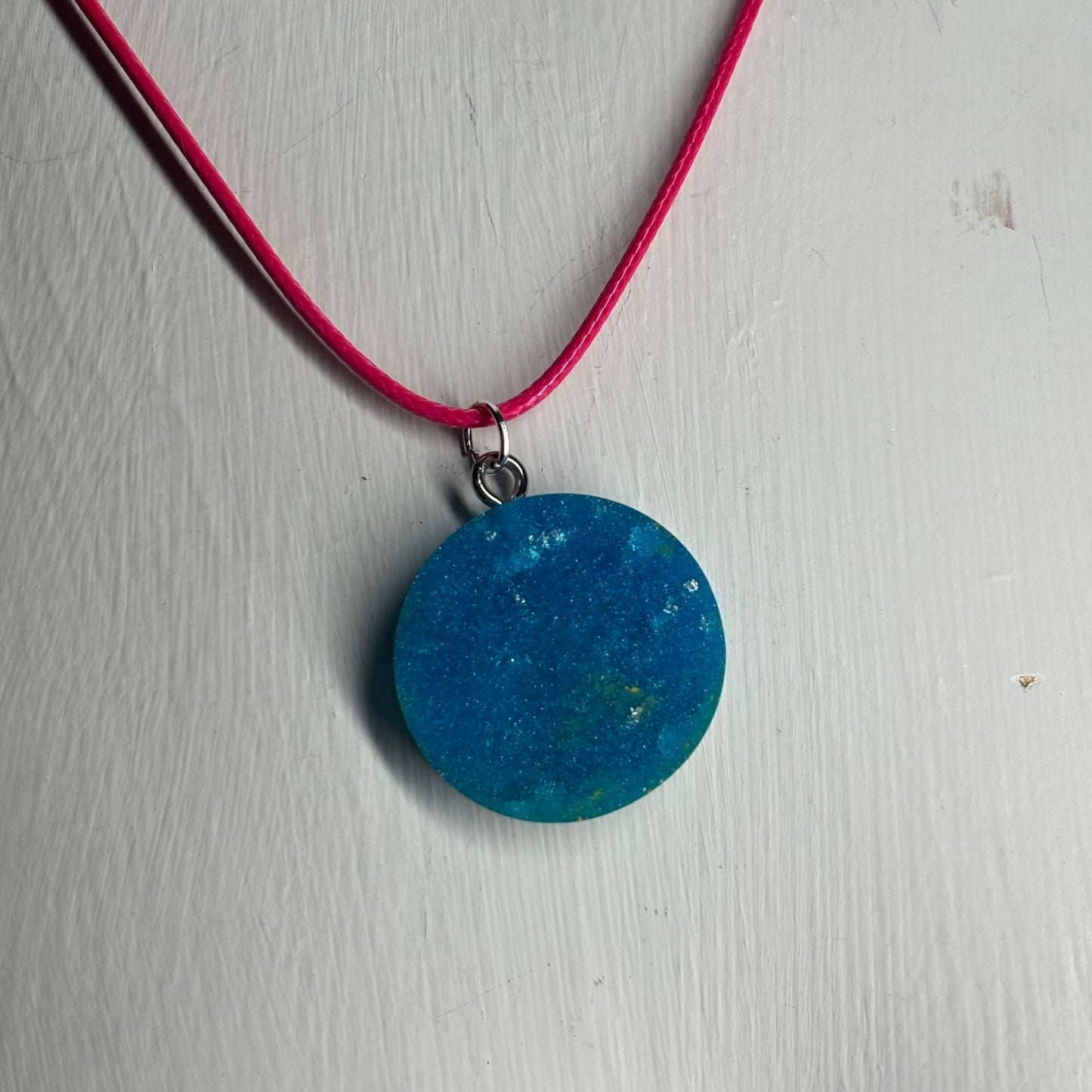 Blue/Yellow Queen - Handmade Resin Chess Necklace