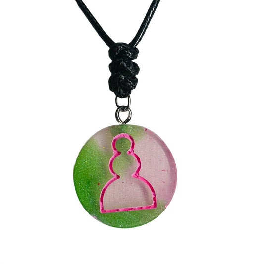 Colorful Mosh Pawn - Handmade Resin Chess Necklace