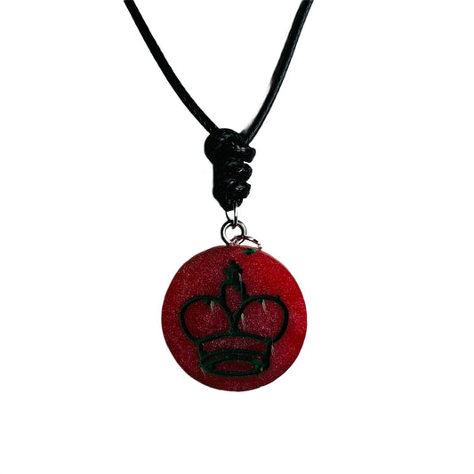Dark Red King - Handmade Resin Chess Necklace