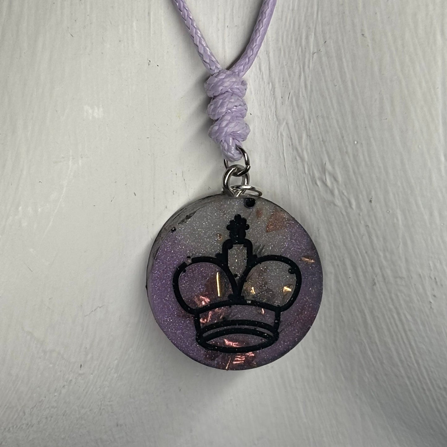 Purple Crystal King - Handmade Resin Chess Necklace