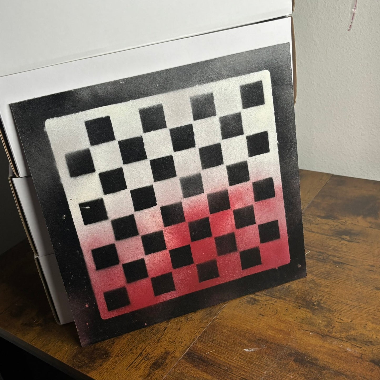 Cream Red - Painted Chess Board