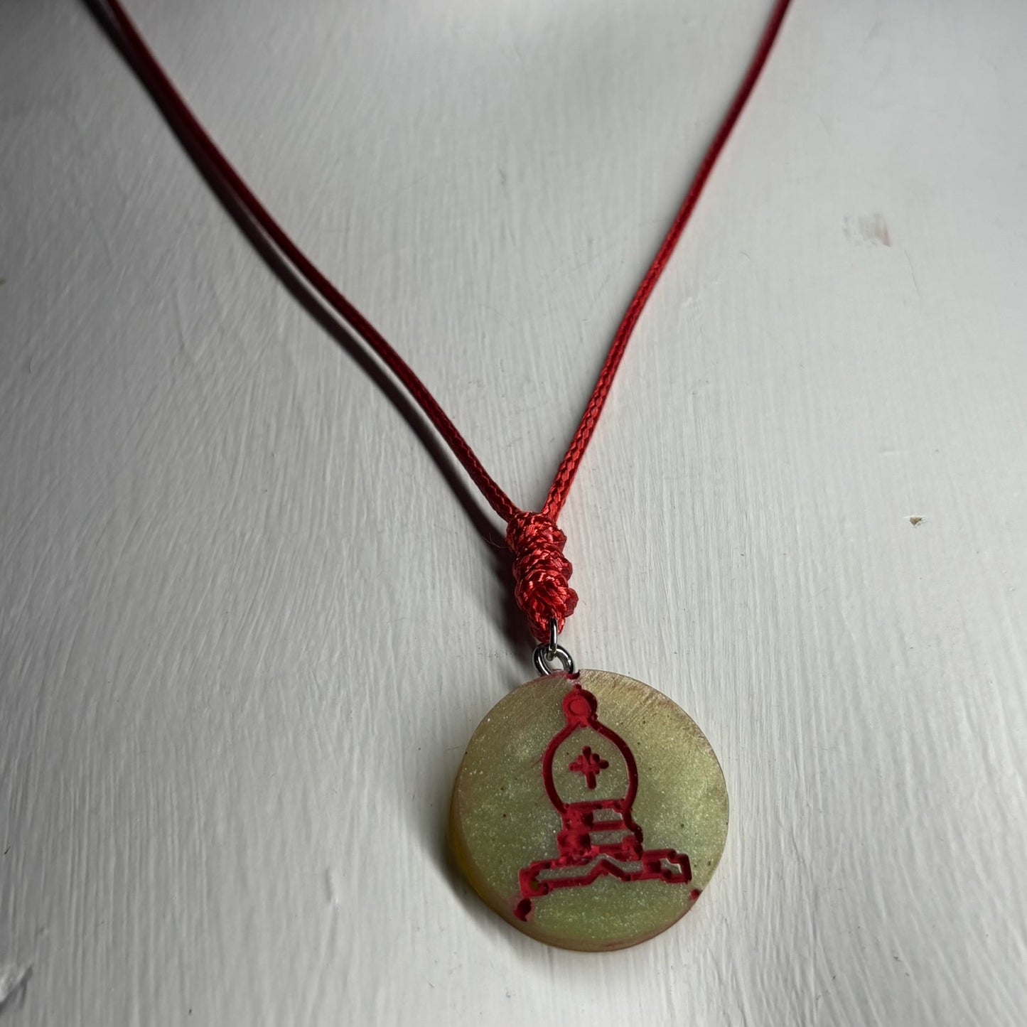 Grinch Colored Bishop - Handmade Resin Chess Necklace