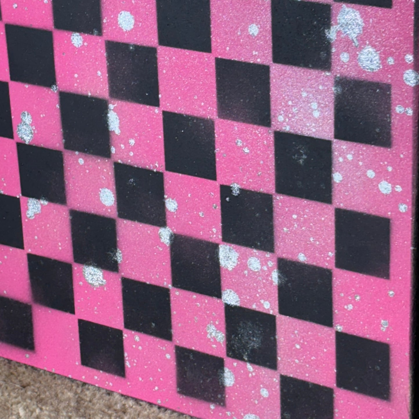 Pink Splatter - Painted Chess Board