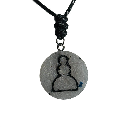Silver Pawn - Handmade Resin Chess Necklace