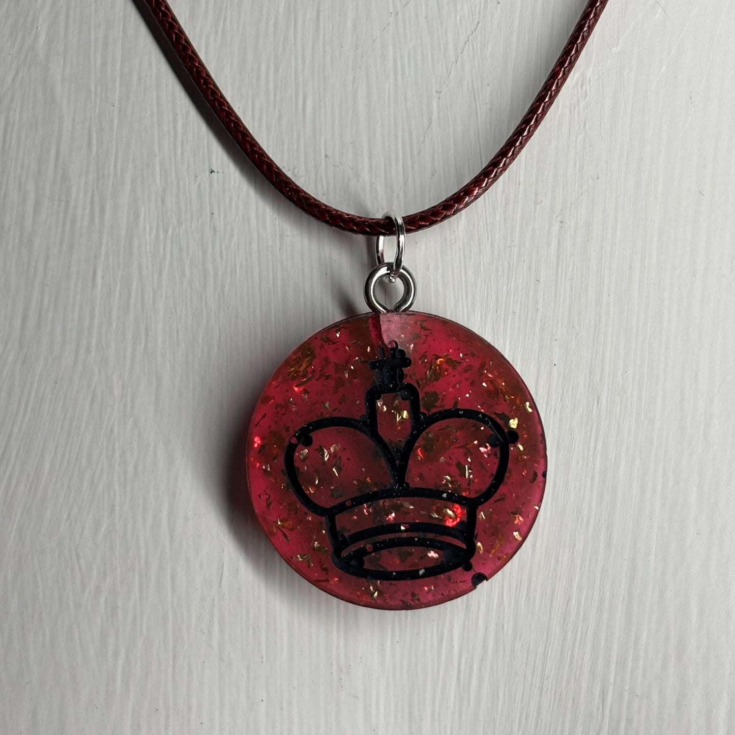 Royalty Red King - Handmade Resin Chess Necklace