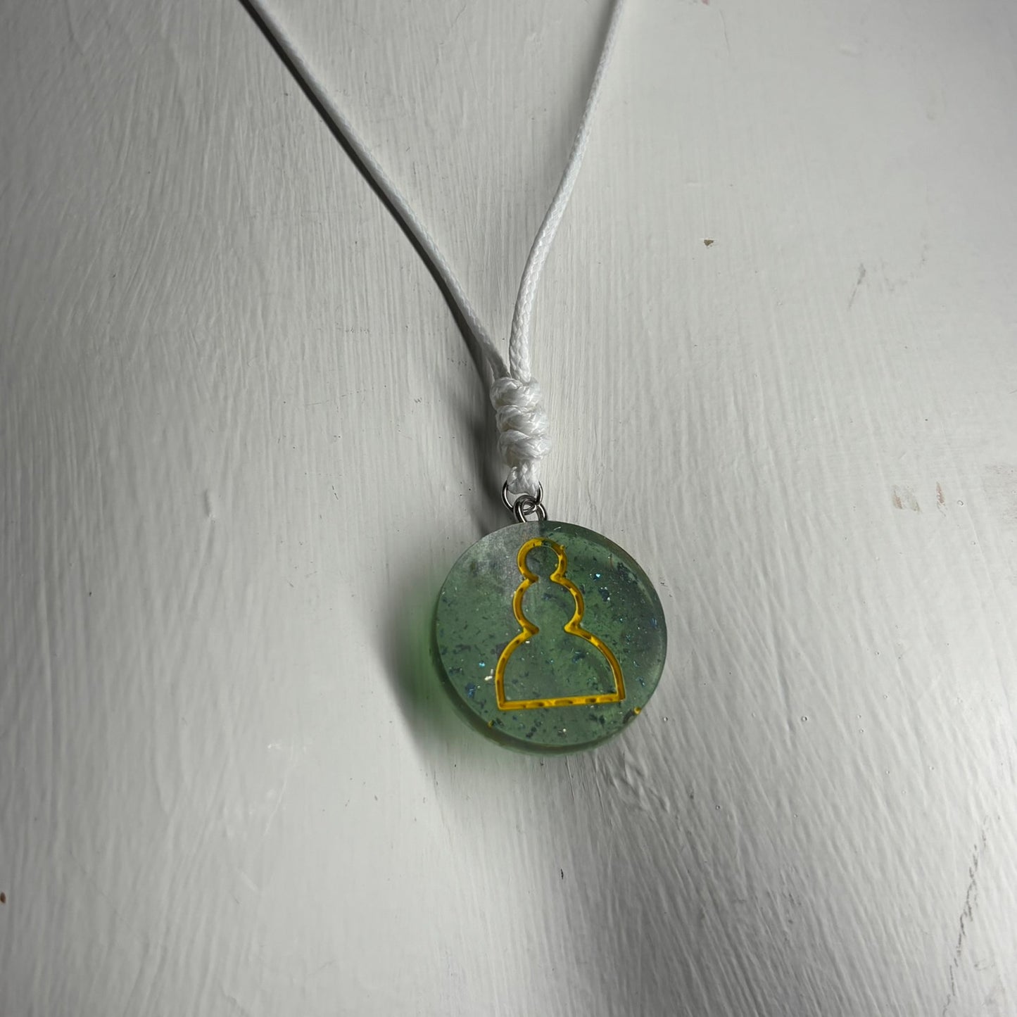 Crystal Green Pawn - Handmade Resin Chess Necklace