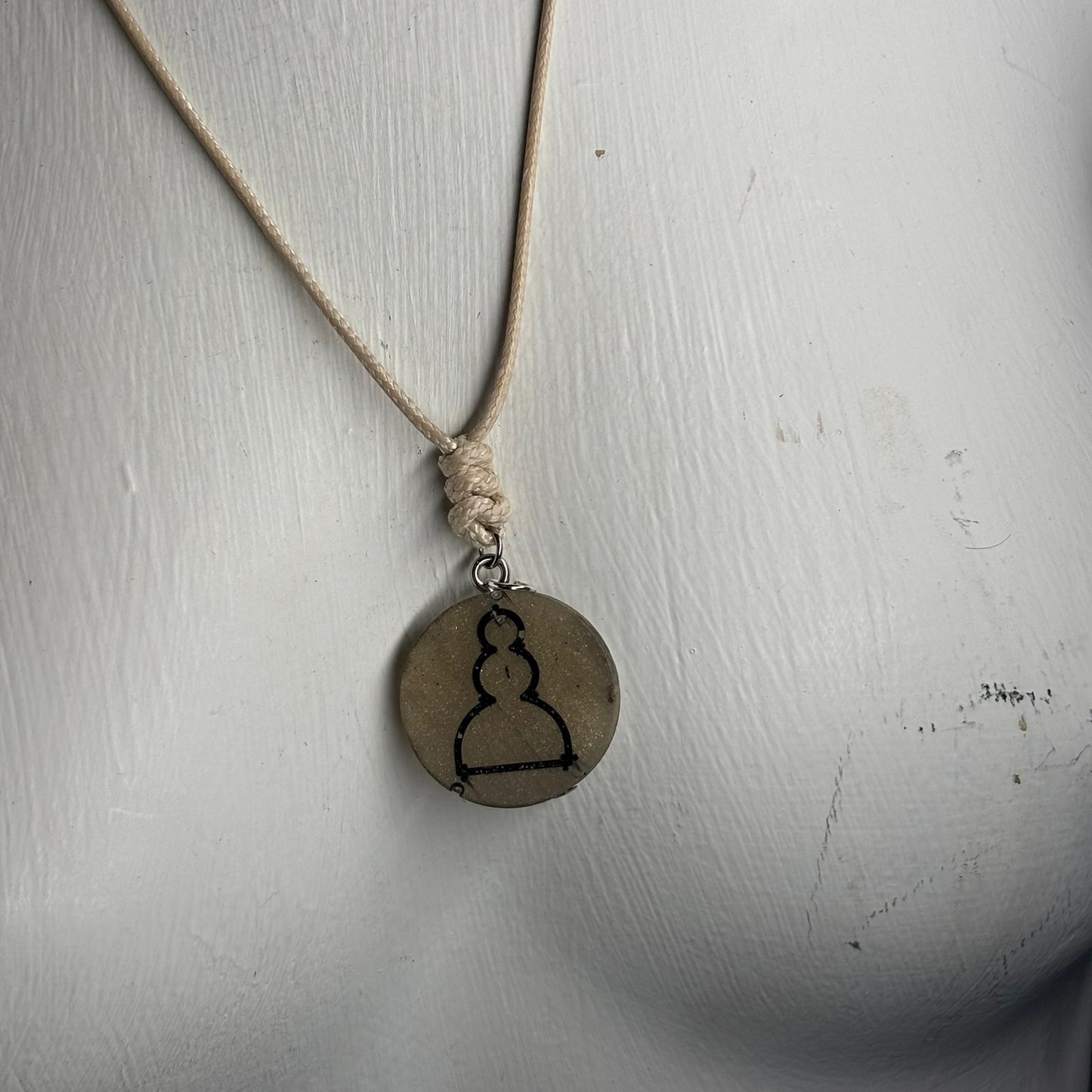 Brown Cream Pawn - Handmade Resin Chess Necklace