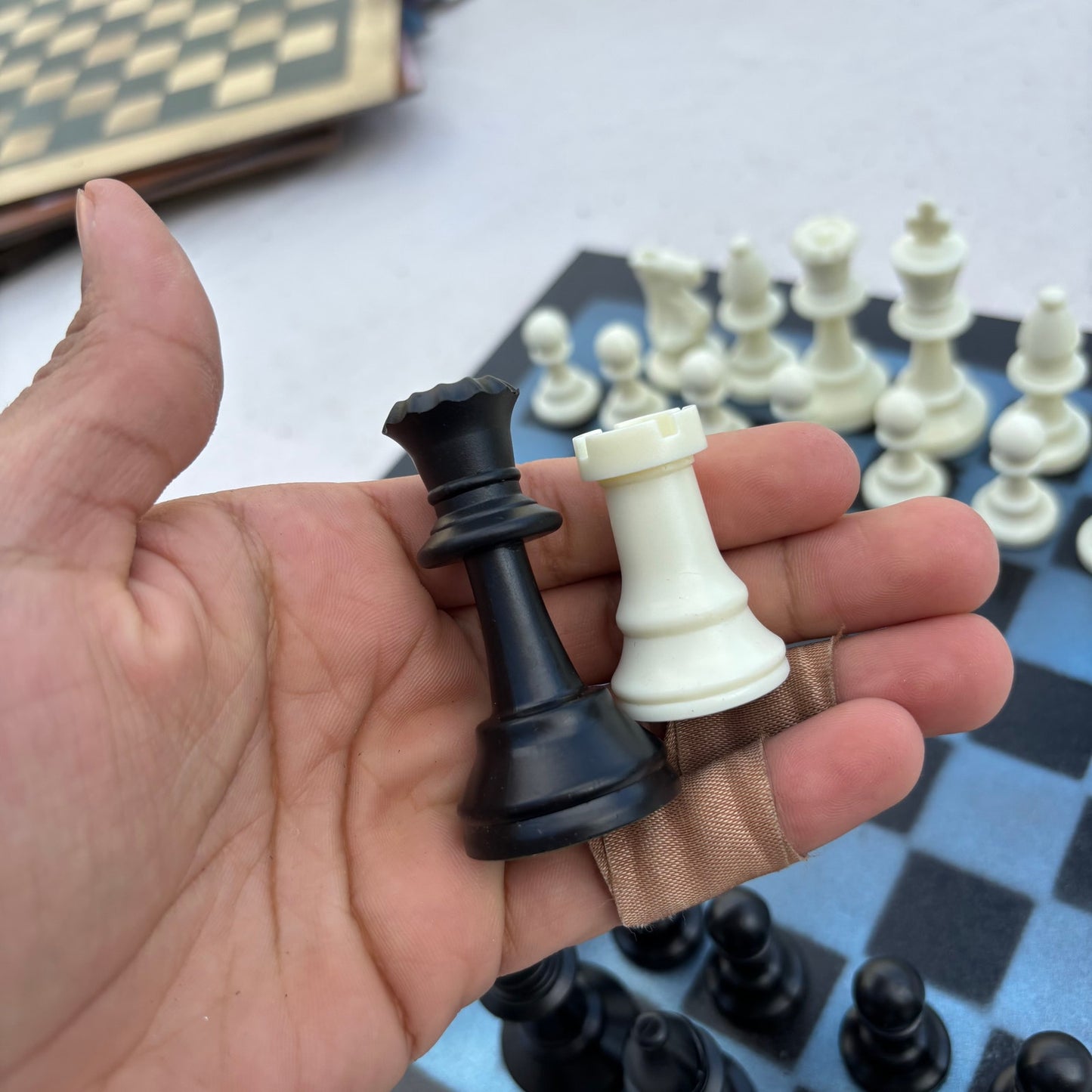 Simple Blue - Painted Chess Set
