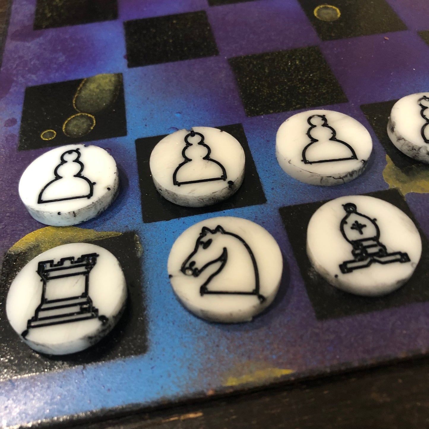 Beautiful Purple Galaxy - Painted Chess Set