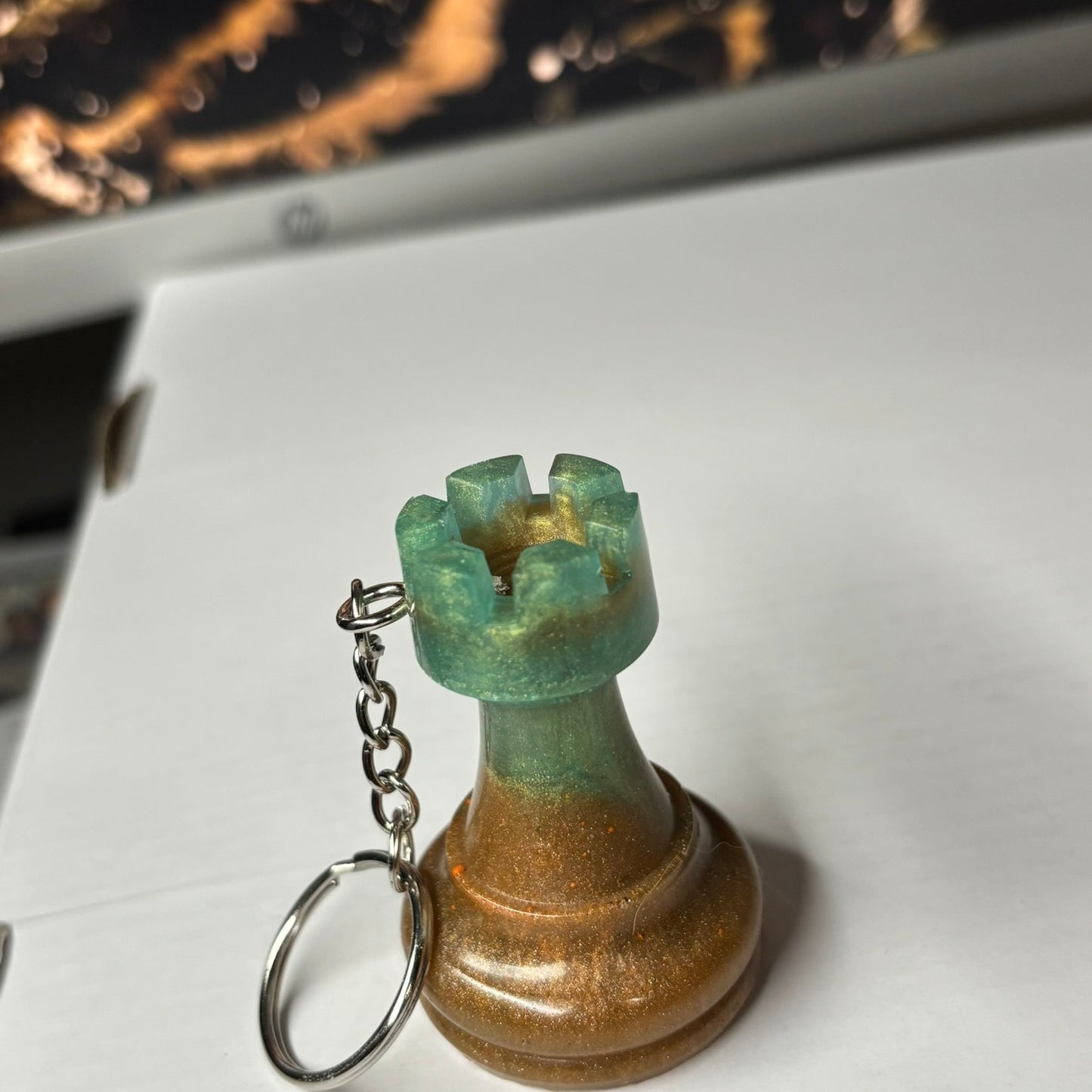 Classic Mixed Rook - Handmade Resin Keychain - Large Edition
