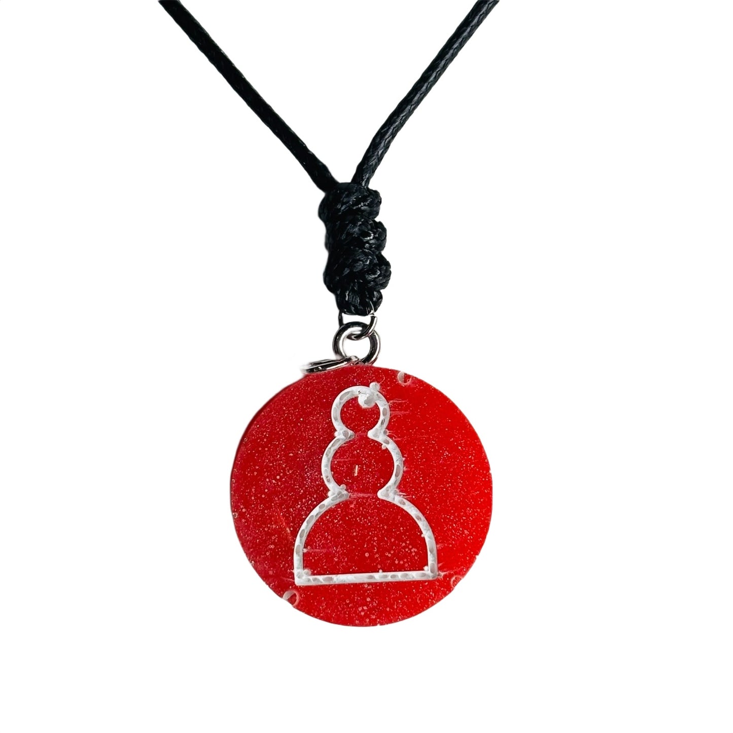 Vibrant Red Pawn - Handmade Resin Chess Necklace