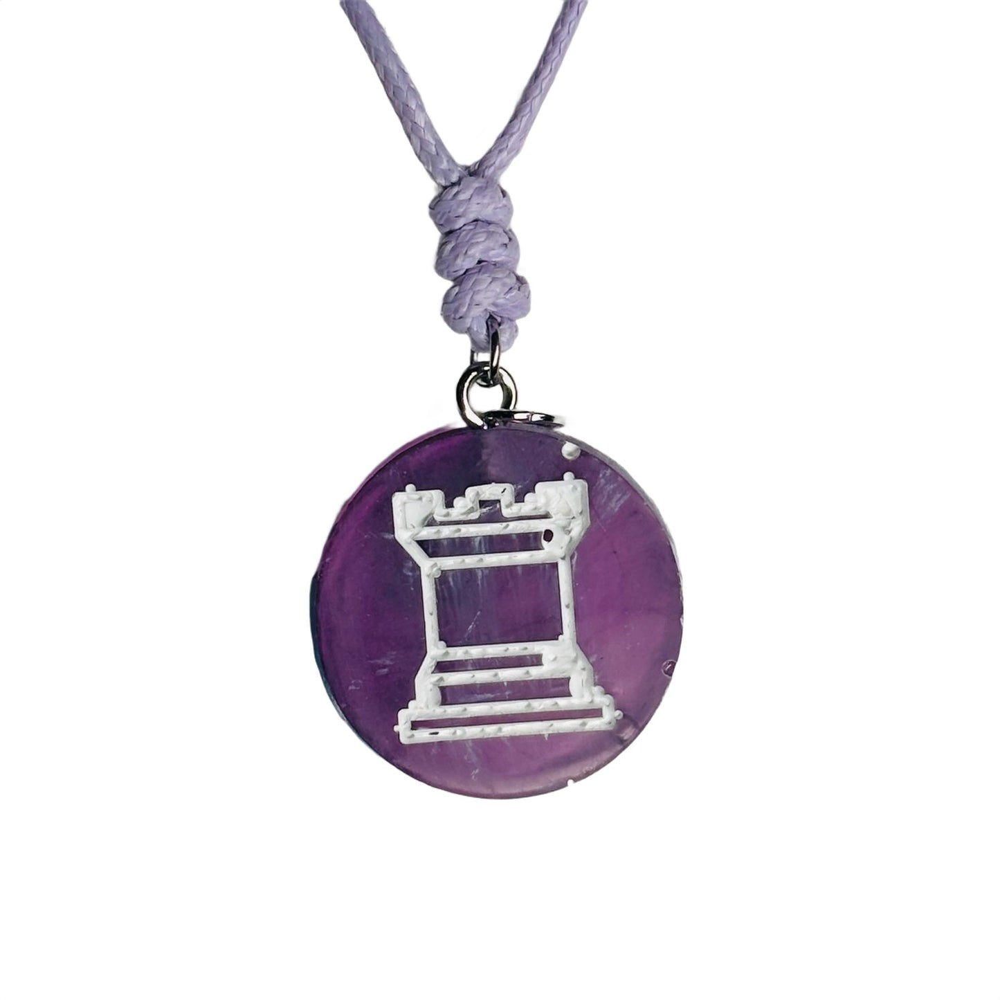 Purple Rook - Handmade Resin Chess Necklace