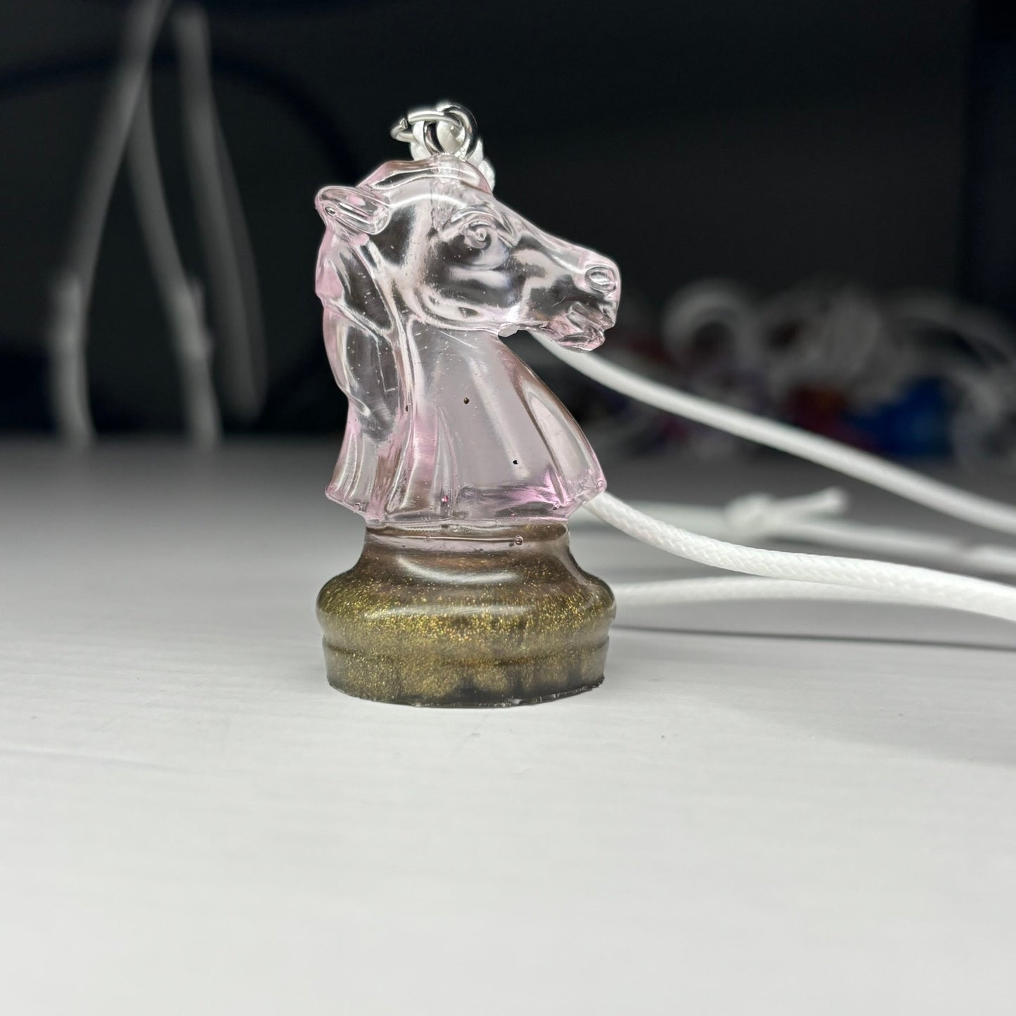 Quality Pink Knight - Handmade Resin Chess Necklace