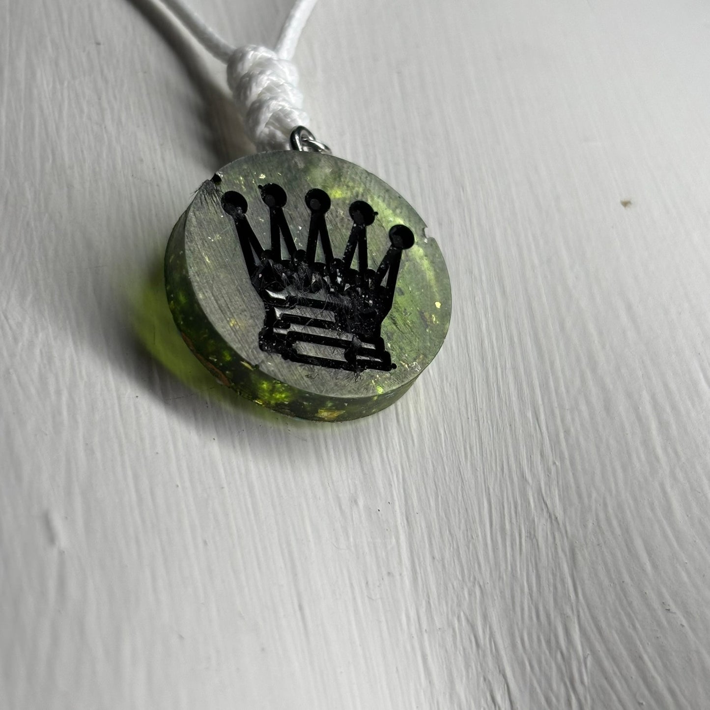 Dark Crystal Green - Handmade Resin Chess Necklace