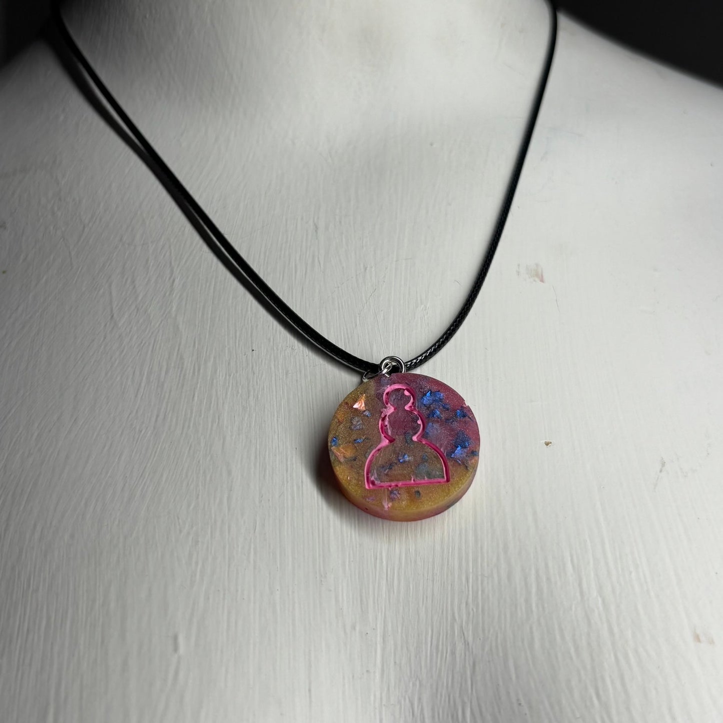 Crystal Pink Pawn - Handmade Resin Chess Necklace