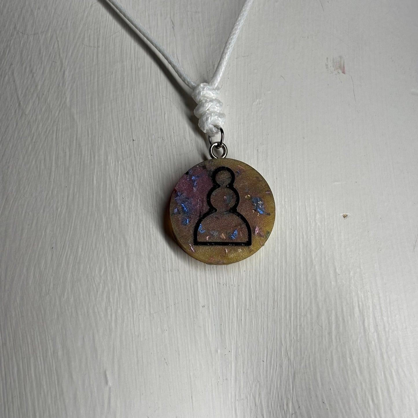 Yellow Crystal Pawn - Handmade Resin Chess Necklace