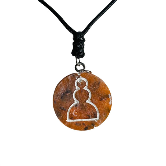 Orange Crystal Pawn - Handmade Resin Chess Necklace