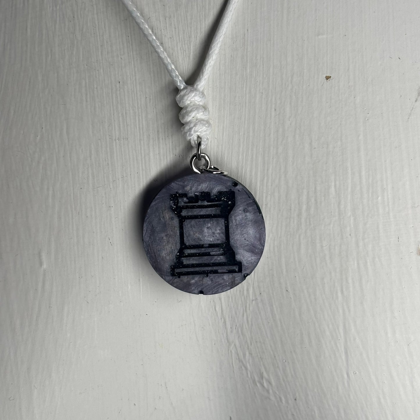 Dark Purple Rook - Handmade Resin Chess Necklace