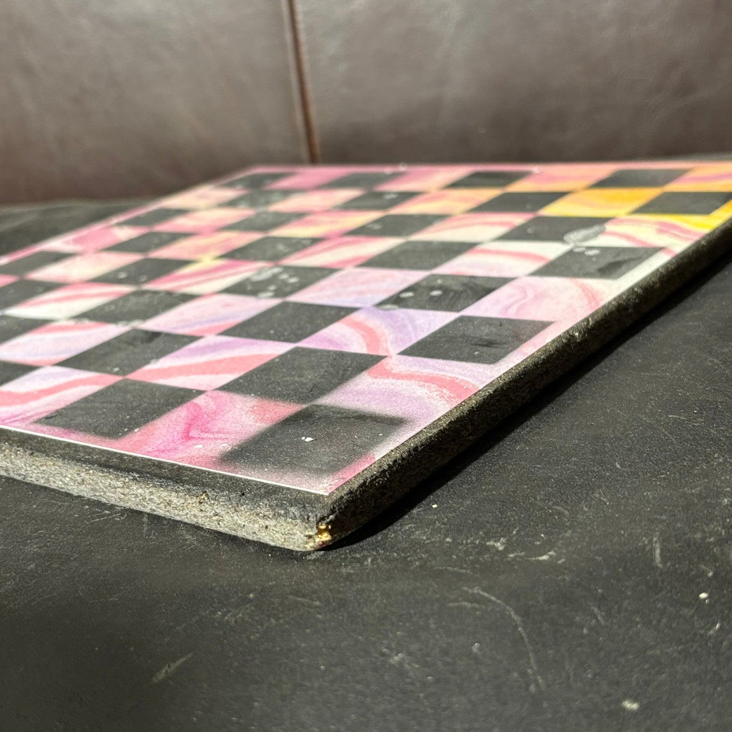 Pink Swirl - Scrapbook Chess Board