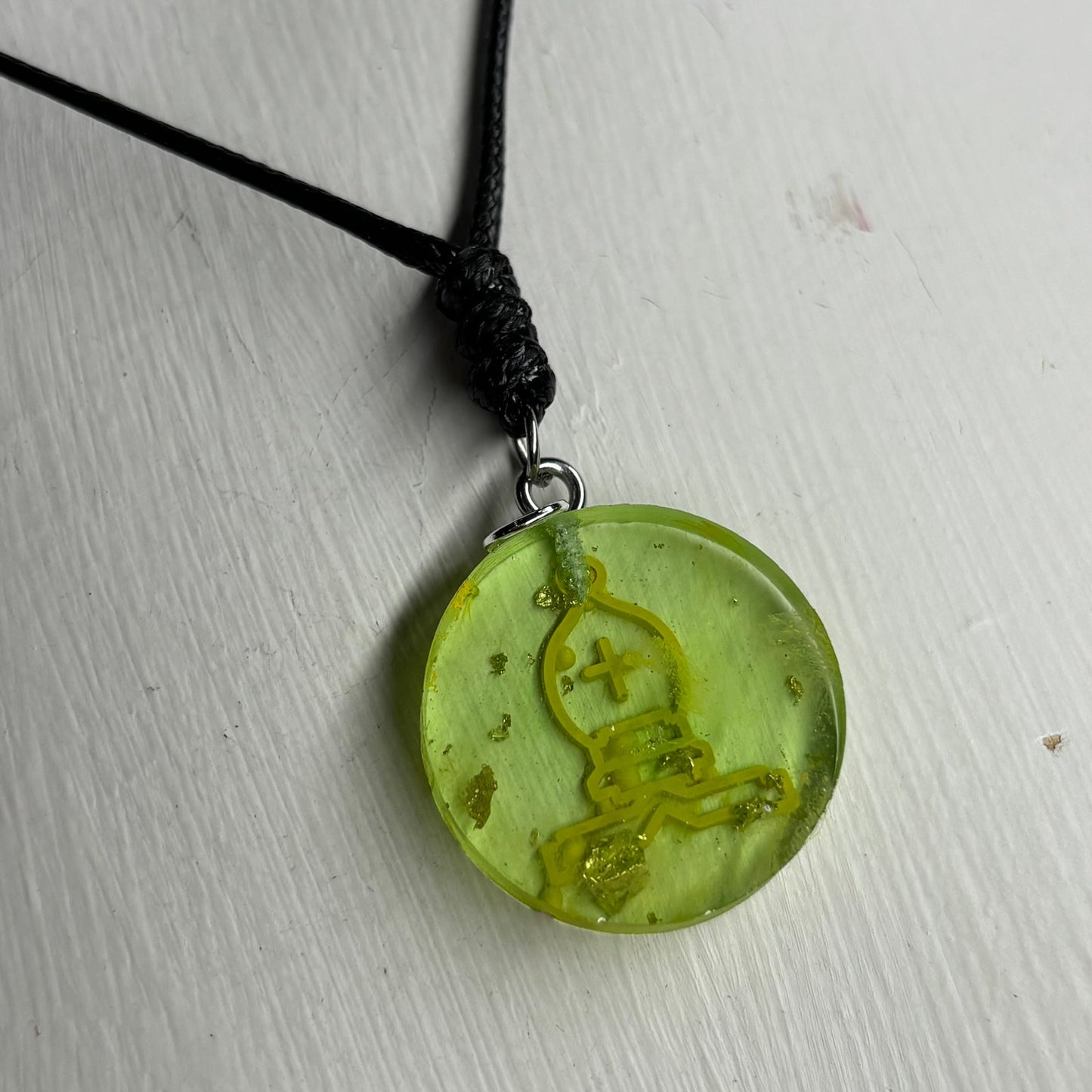 Lime Green Bishop - Handmade Resin Chess Necklace
