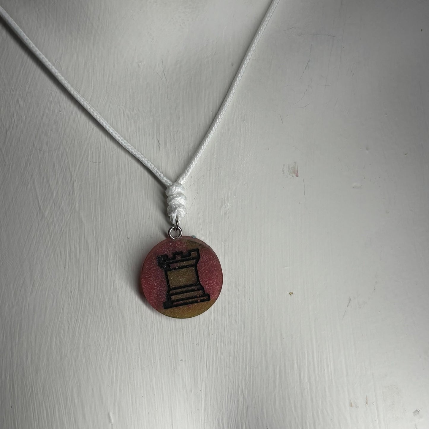 Rotten Red Rook - Handmade Resin Chess Necklace