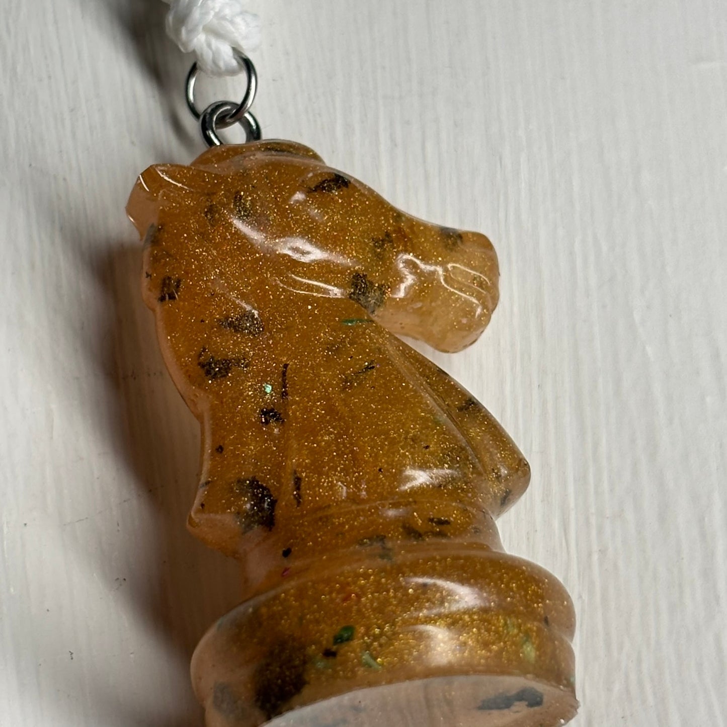 Spotted Yellow Knight - Handmade Resin Chess Necklace
