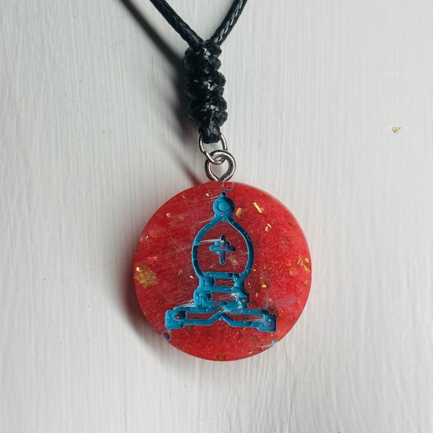Red Crystal Bishop - Handmade Resin Chess Necklace