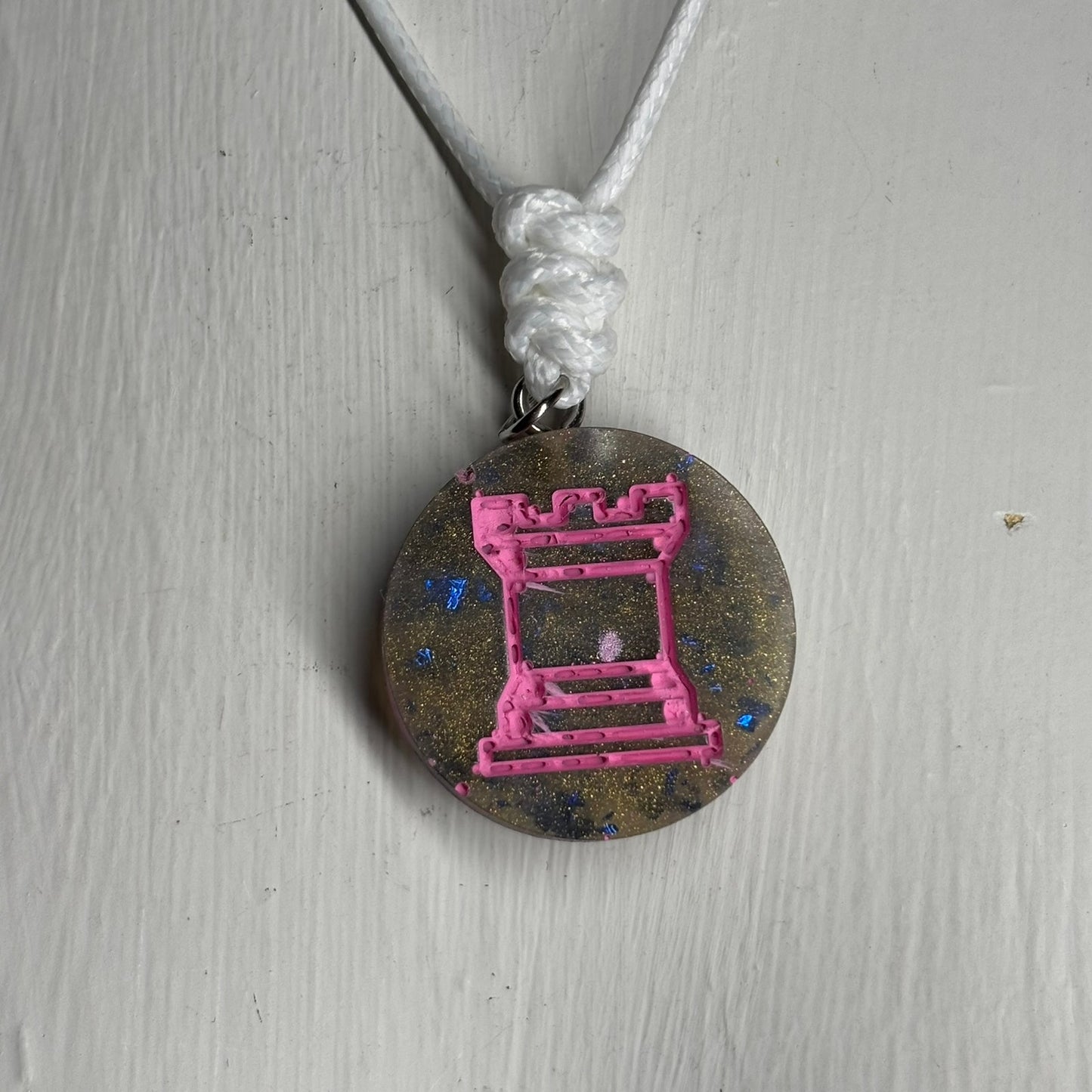 Classic Retro Rook - Handmade Resin Chess Necklace