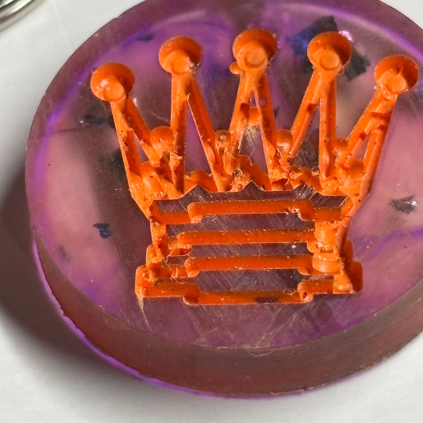 Orange Purple Translucent Handmade Resin Keychain - Flat Edition