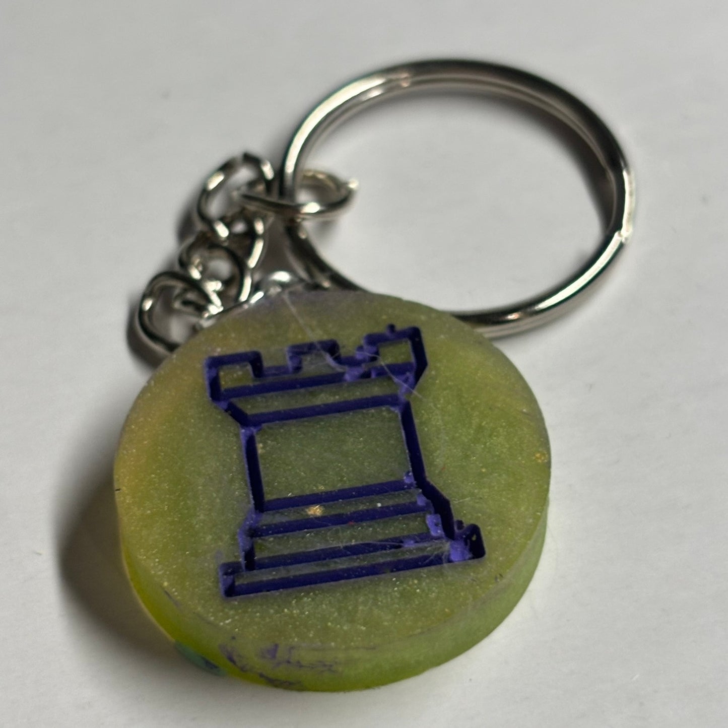Green Purple Rook - Handmade Resin Keychain