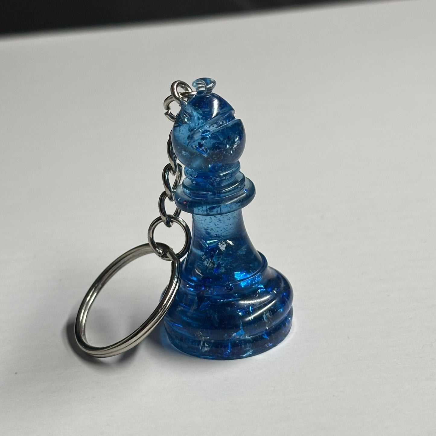 Crystal Blue Bishop - Handmade Resin Keychain
