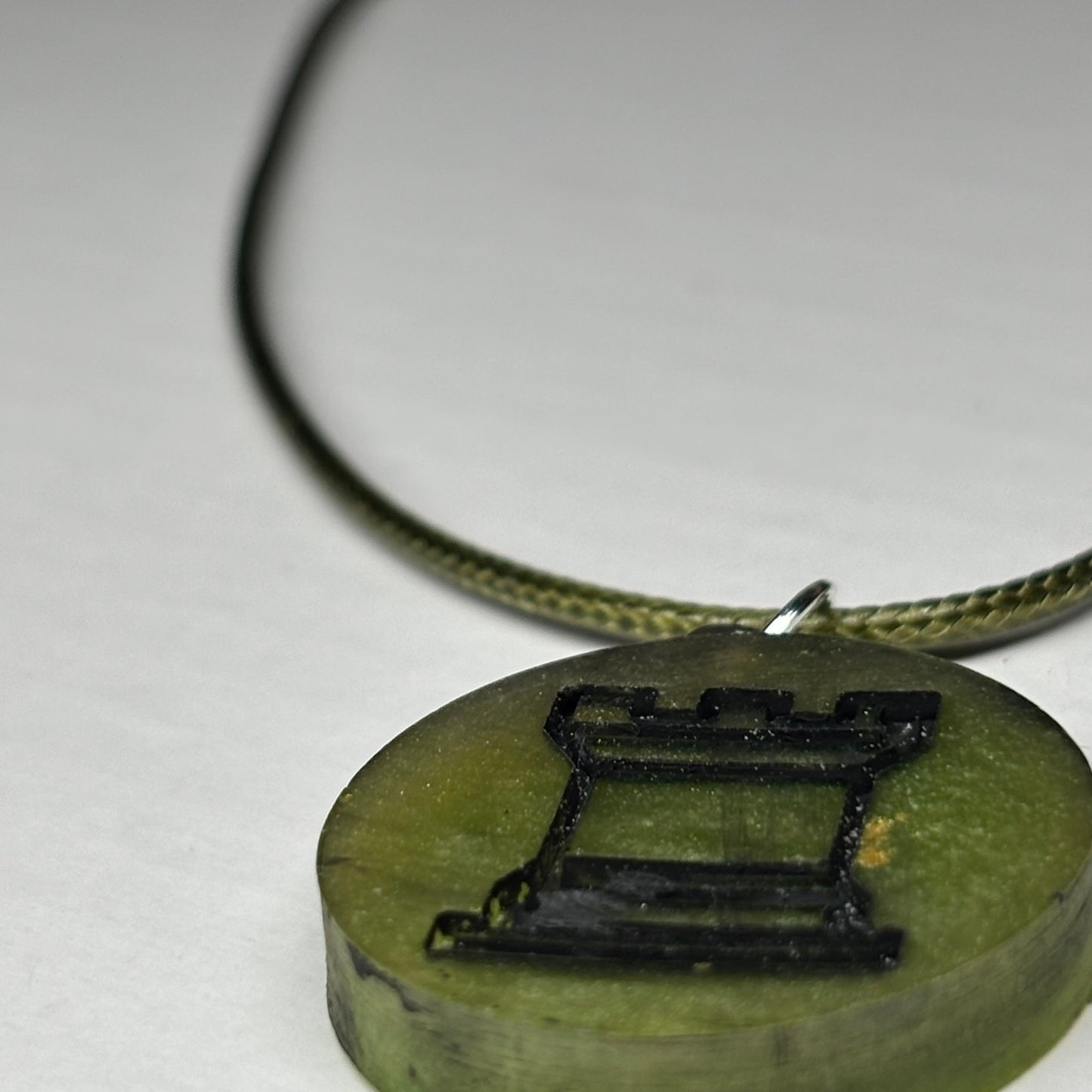 Dark Green Rook - Handmade Resin Chess Necklace