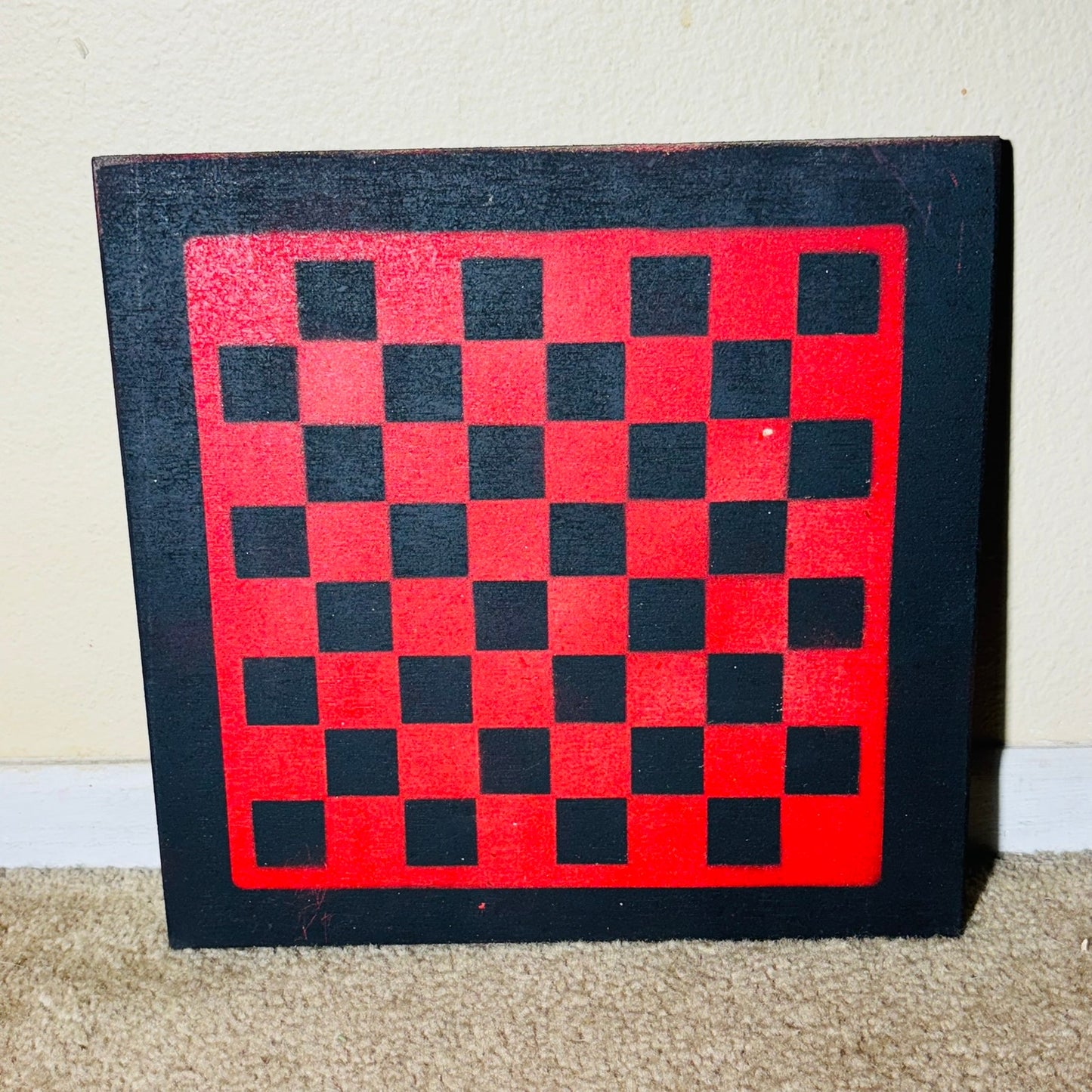 Red & Black - Painted Chess Board