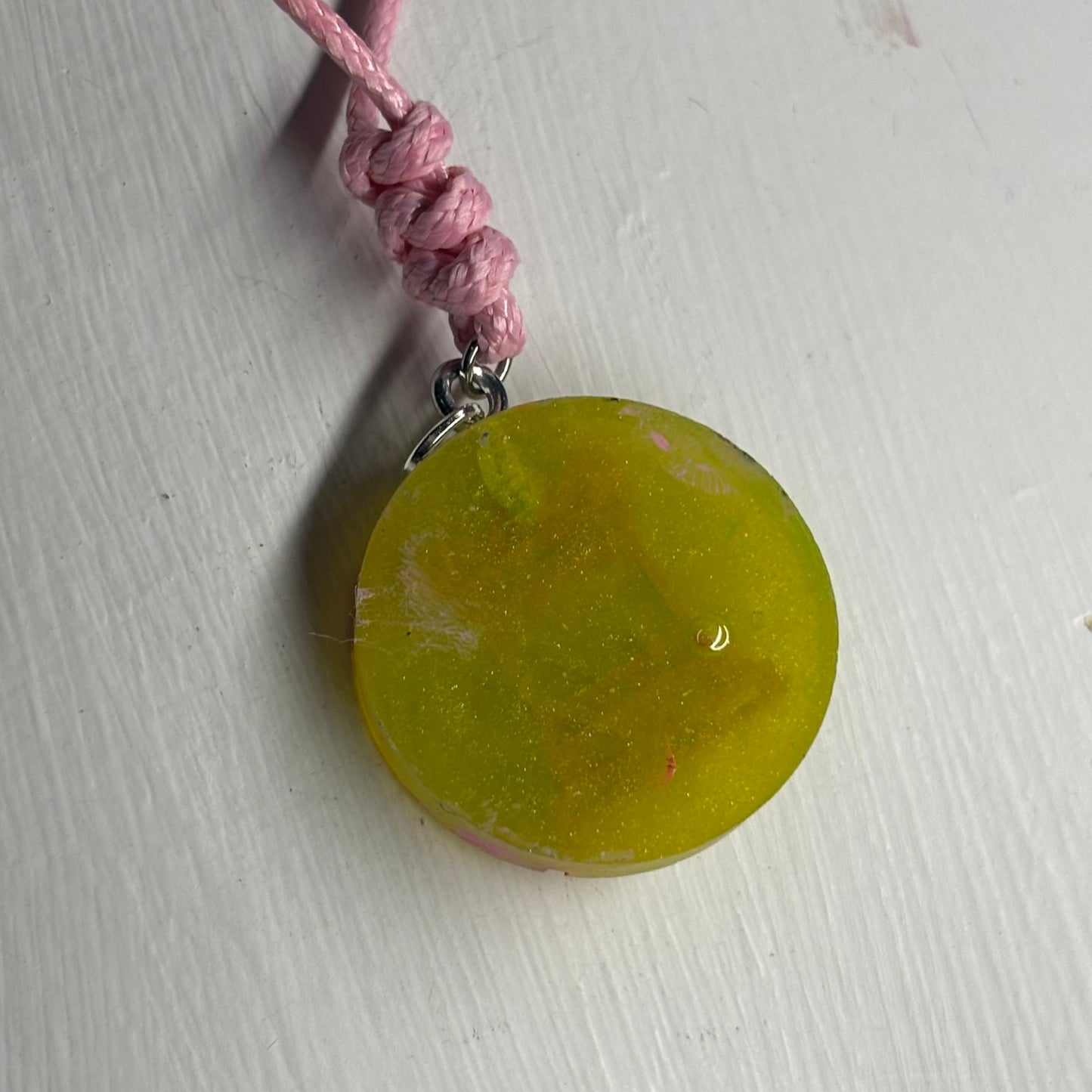 Pink Green Rook - Handmade Resin Chess Necklace