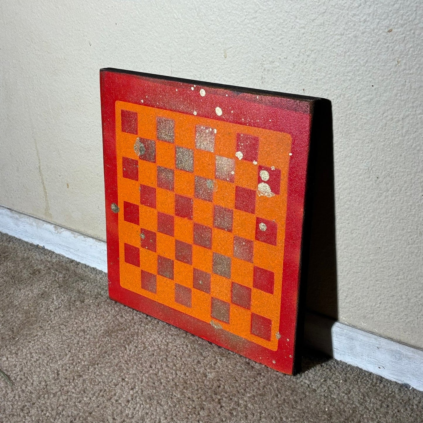 Red Orange Fire - Painted Chess Board